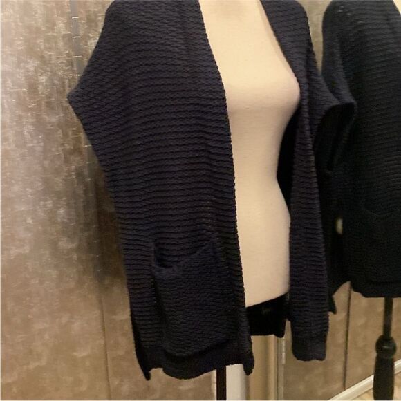 Theory 100% cotton Women's Black Open-Front Sweater, S - Picture 2 of 8